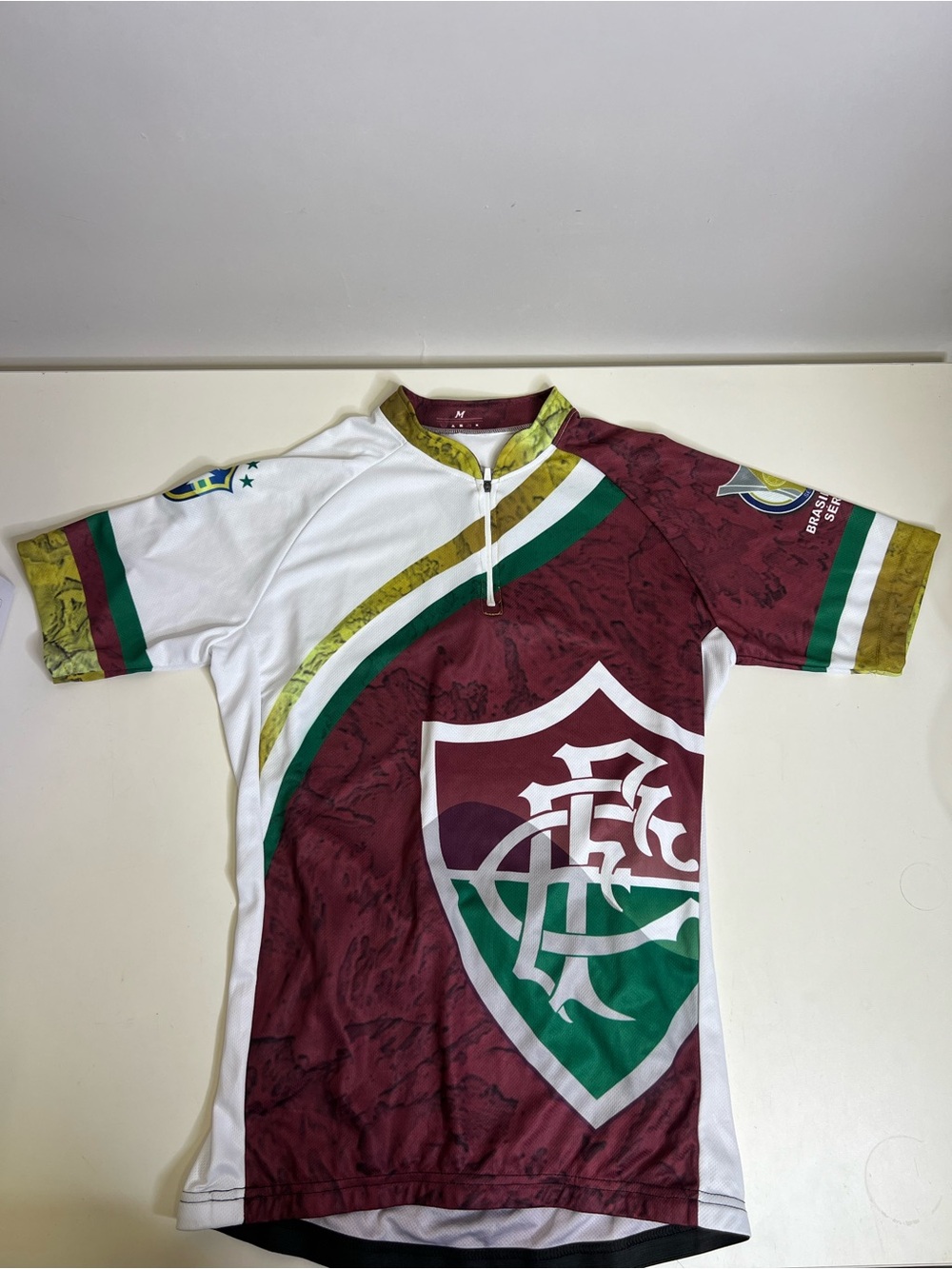 Fluminense FC Brazil Cycling Jersey Maroon/White/Green with team badge - Medium